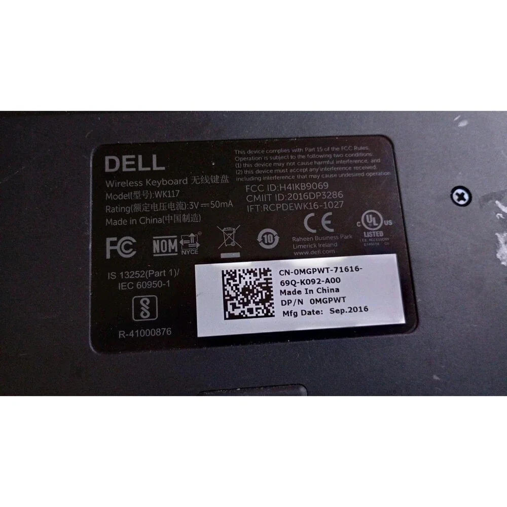 Dell WK117 Wireless Keyboard No Dongle